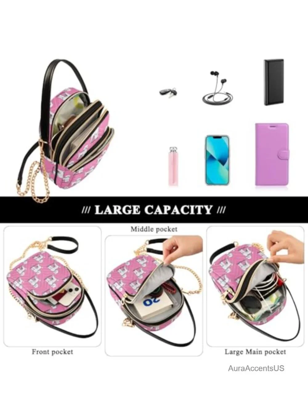 Crossbody Cell Phone Quilted Purse Lightweight Handbag Shoulder Bag